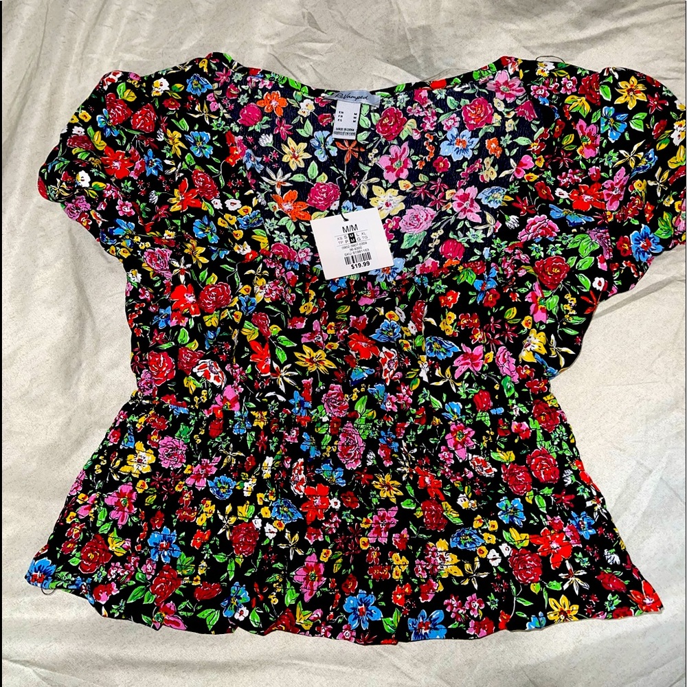 Floral multi colored crop top